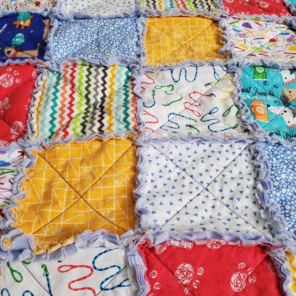 New Homemade Colorful Baby Rag Quilt - Picture 9 of 14